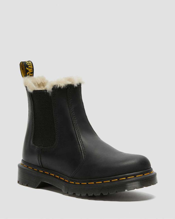 Dr Martens Chelsea Boots Dame Svart 2976 Faux Fur Lined 2643NIUTF